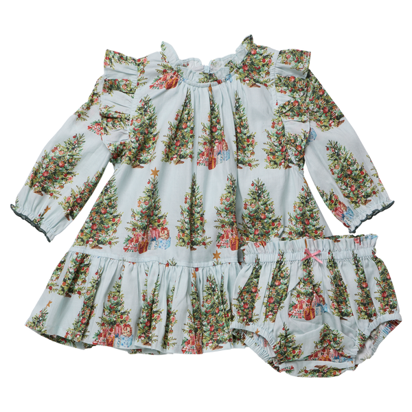 Baby Girls Harper Dress Set - Trees and Presents
