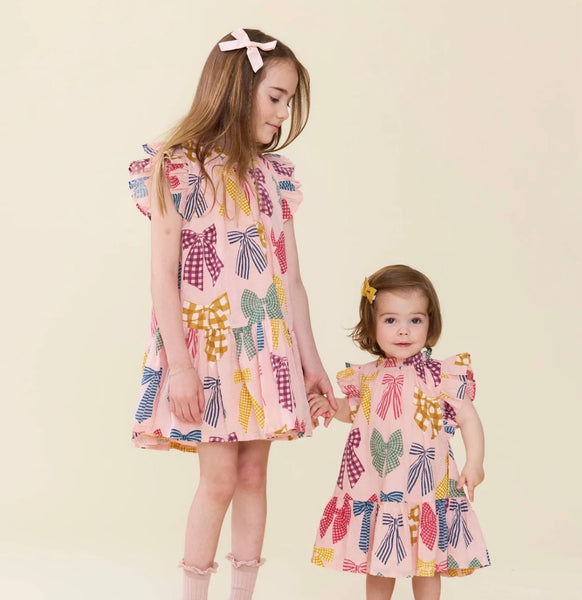 Girls Harper Dress - Patterned Bows