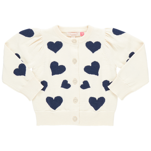 Girl's Constance Sweater Navy Tossed Hearts