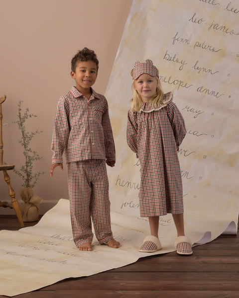 Long Sleeve Pajamas Holiday Gingham