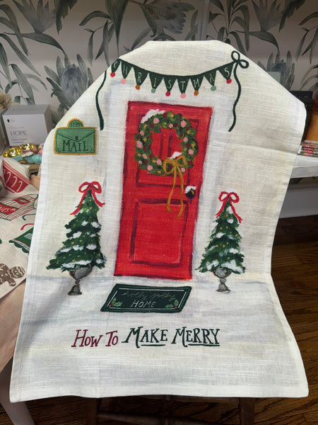 Cotton Slub Printed Tea Towel w/ Holiday Saying "How To…", 4 Styles