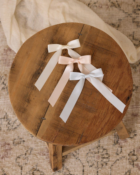 Satin Ribbon Bow || Blush, Ivory, Powder Blue