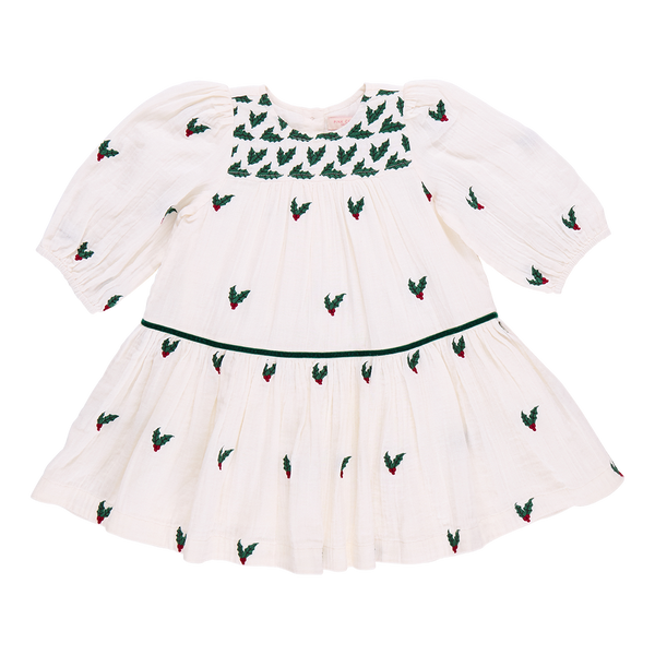 Girl's Fiona Dress Holly Embroidery