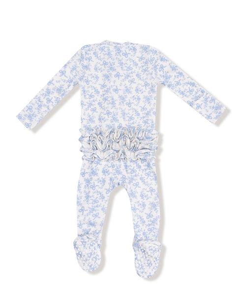 Romi Floral - 2 Way Zipper Ruffle Back Footie