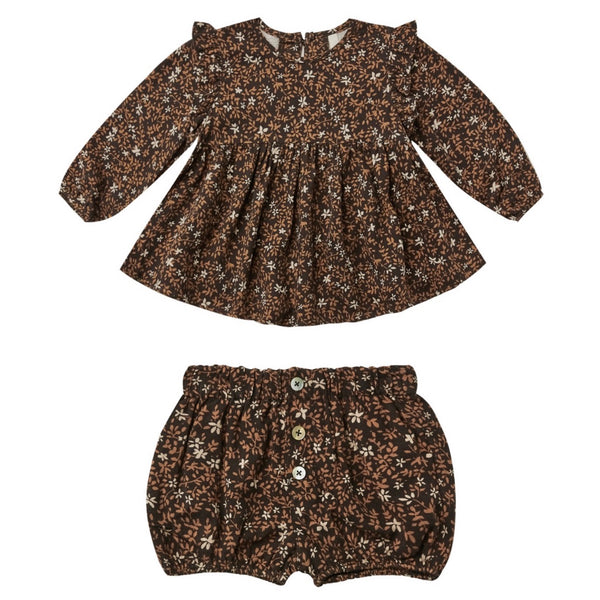 Piper Blouse and Button Short Set Winter Bloom