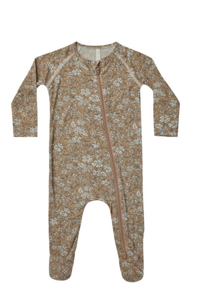 Soft Floral Zip Footie