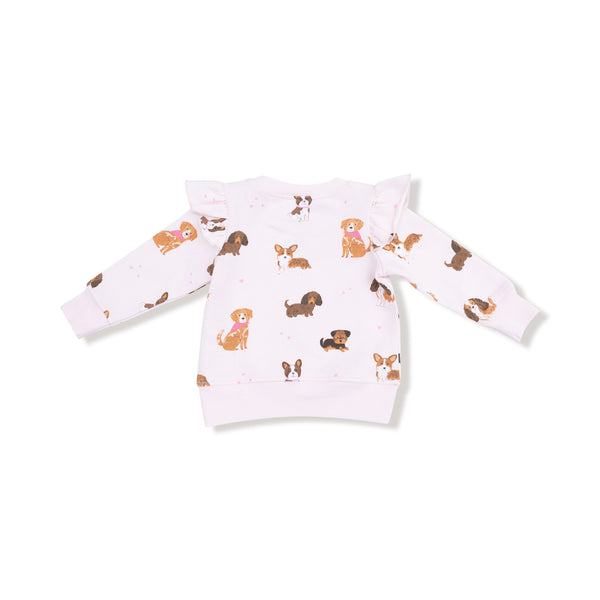 Best Friend Dogs - Pink  Ruffle Sweatshirt + Legging Set