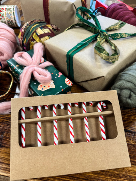Glass Candy Cane Shaped Stir Sticks Boxed Set of 6