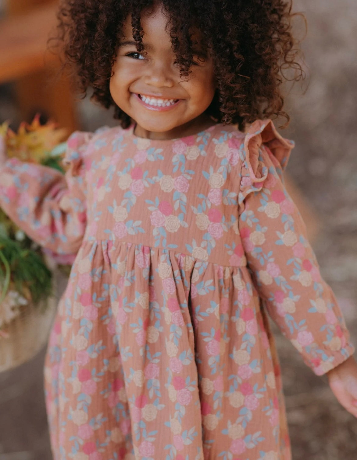 Leilah Dress - Caramel Roses – no small miracle children's boutique