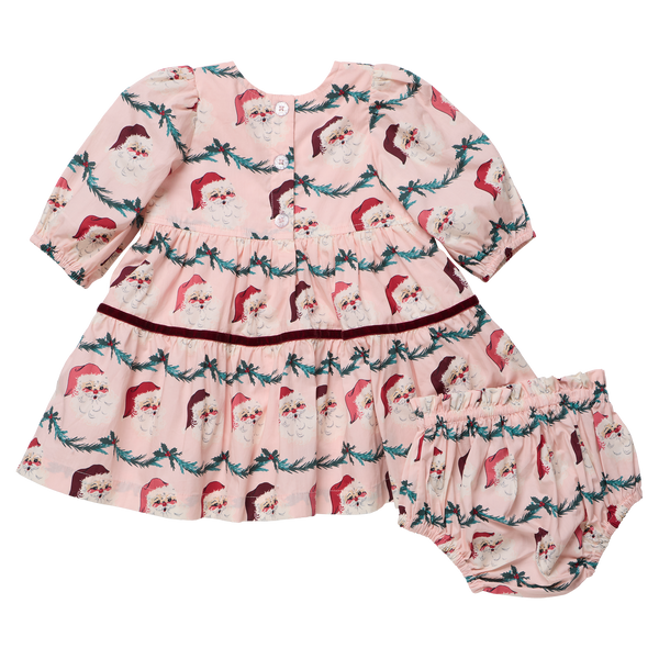 Baby Girls Maribelle Dress Set- Santa Garland