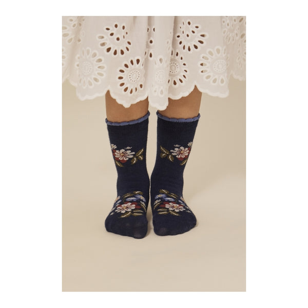 2 pack jacquard flower socks