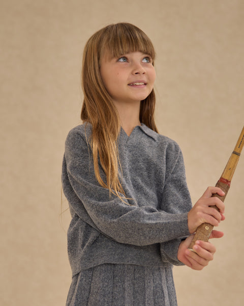 Knit Pleated Skirt || Heathered Grey