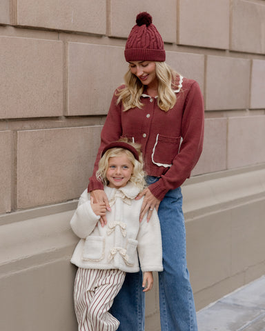 Women's Collared Cardigan || Burgundy