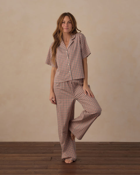 Women's Woven Pajama Set Holiday Gingham