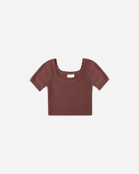 Teen Scallop Tee | Burgundy
