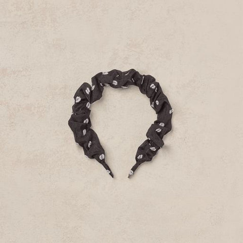 gathered headband || black & ivory dot
