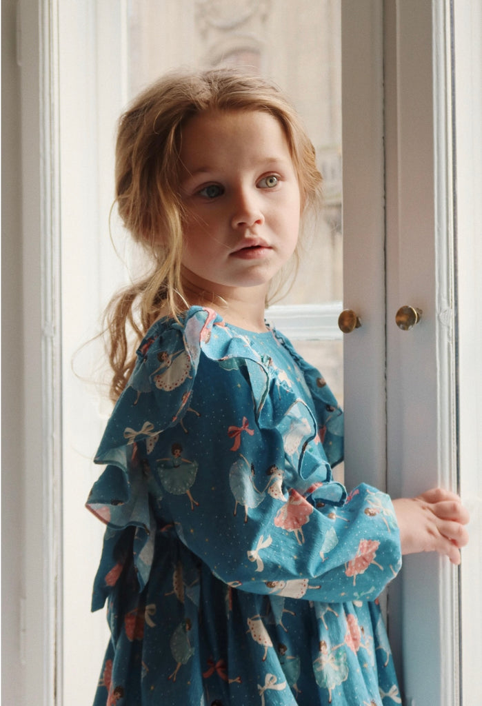 ワンピース Konges Sloejd EVIA LS BOW DRESS 7-8y Buy Konges Sløjd Cherry Blue Coeur Evia Ls Bow Dress Gots