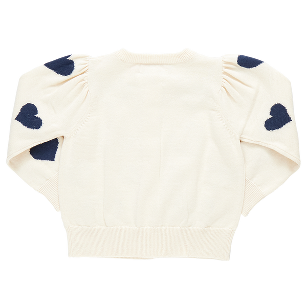 Girl's Constance Sweater Navy Tossed Hearts