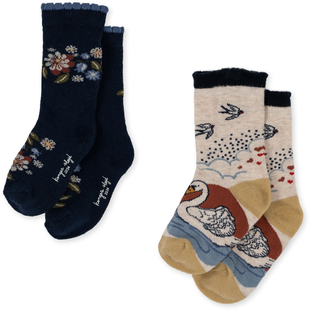 2 pack jacquard flower socks