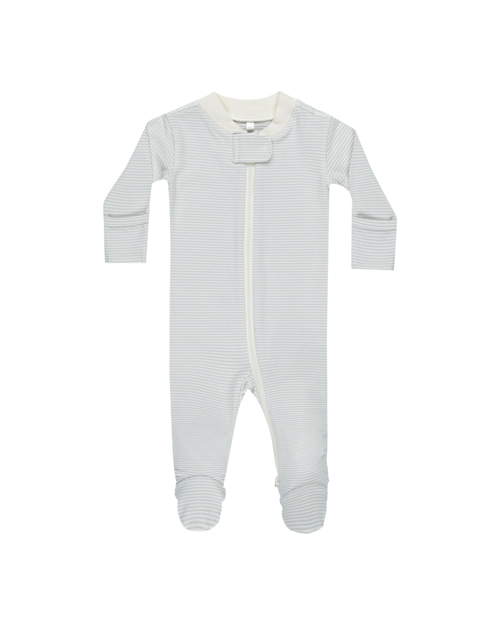 Zip Long Sleeve Sleeper Footie || Sky Micro Stripe