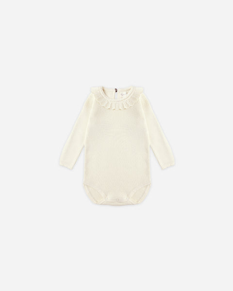 Ruffle Collar Bodysuit || Natural