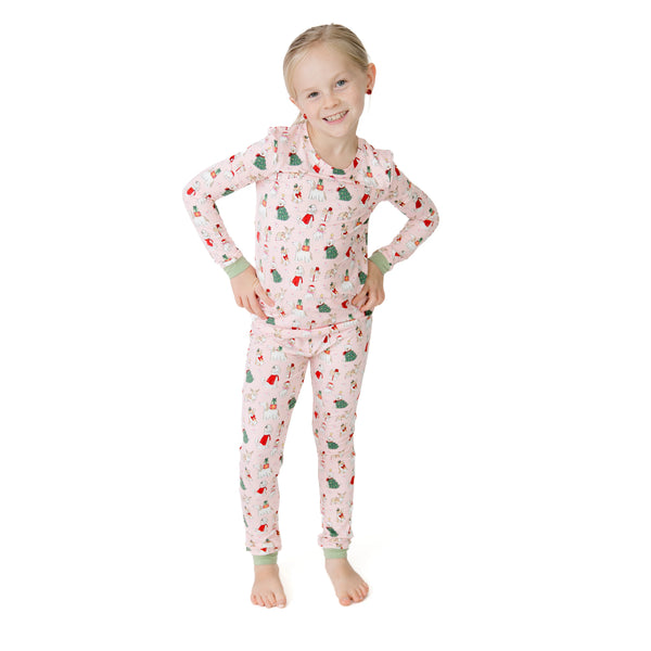Christmas Dogs Pink - Bamboo Long Sleeve Loungewear Set