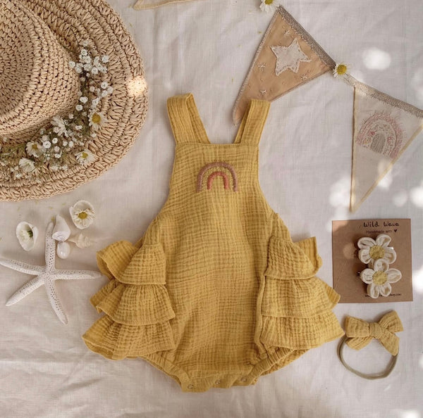 Rainbow Ruffle Romper Honey
