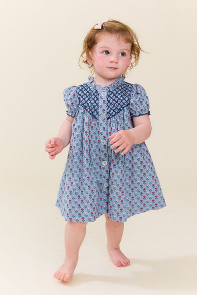 Baby Girls Lucia Dress Set - Light Blue Carnation
