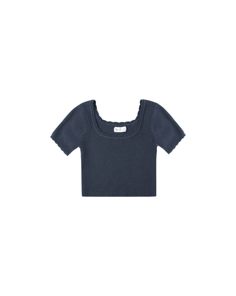 Teen Scallop Tee | Navy