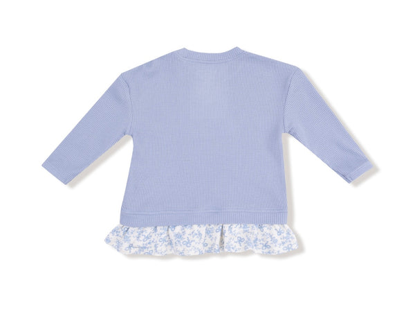 Romi Floral - Waffle Pull Over With Ruffle And Rib Bow Applique W Rib Leggings