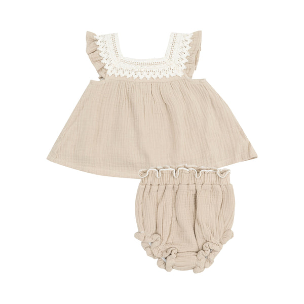 Baby Girls Muslin Oxford Bloomer Set