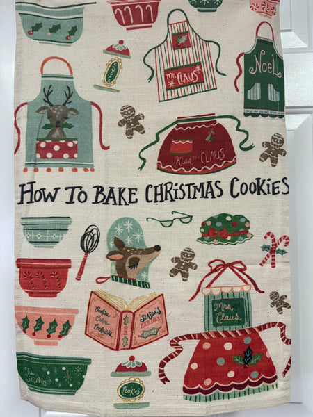 Cotton Slub Printed Tea Towel w/ Holiday Saying "How To…", 4 Styles