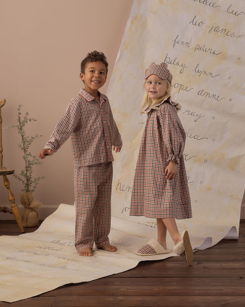 Long Sleeve Pajamas Holiday Gingham