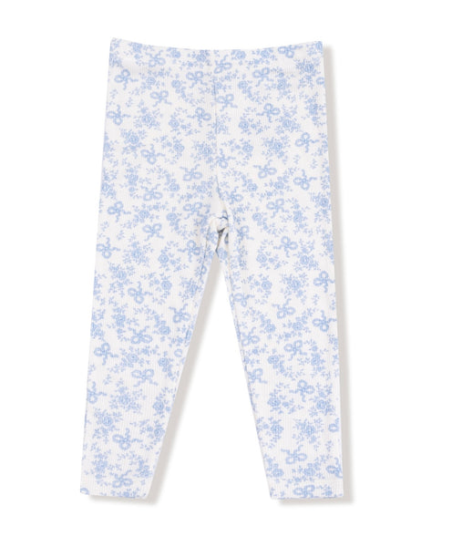 Romi Floral - Waffle Pull Over With Ruffle And Rib Bow Applique W Rib Leggings