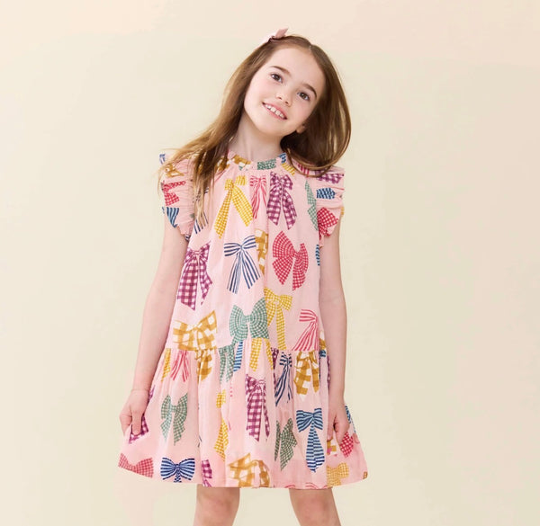 Girls Harper Dress - Patterned Bows