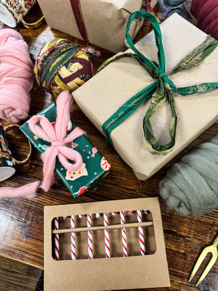 Glass Candy Cane Shaped Stir Sticks Boxed Set of 6