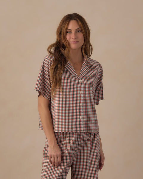 Women's Woven Pajama Set Holiday Gingham