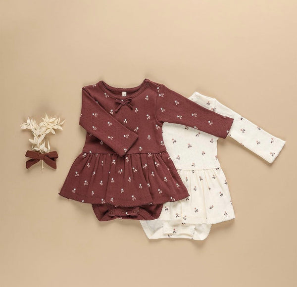 Pointelle Skirted Bodysuit Plum Fleur