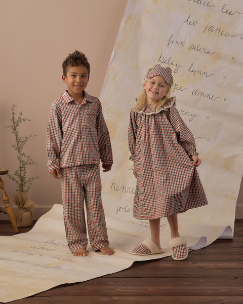 Long Sleeve Pajamas Holiday Gingham