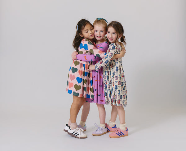 Girls Bamboo Steph Dress Pink Oversized Hearts