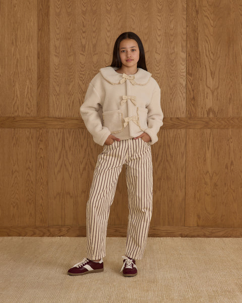 Teen Shearling Collared Coat || Natural
