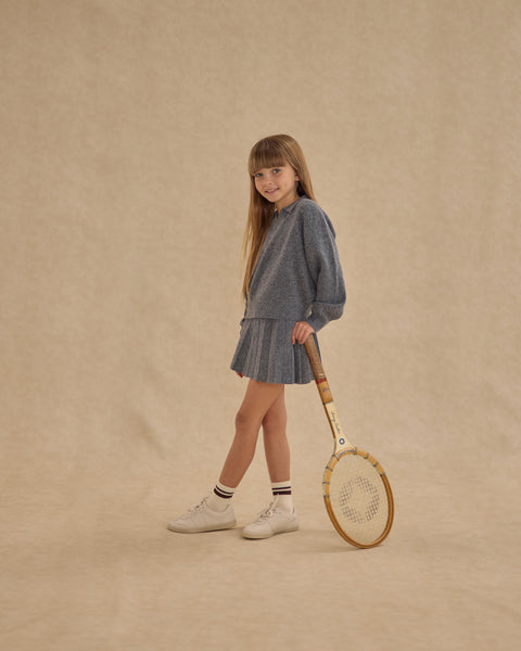 Knit Pleated Skirt || Heathered Grey