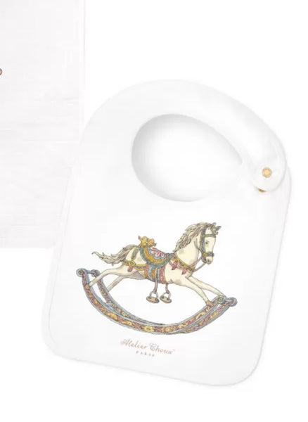 Carré + Satin Bib Gift Set – Rocking Horse with Gift Box Set