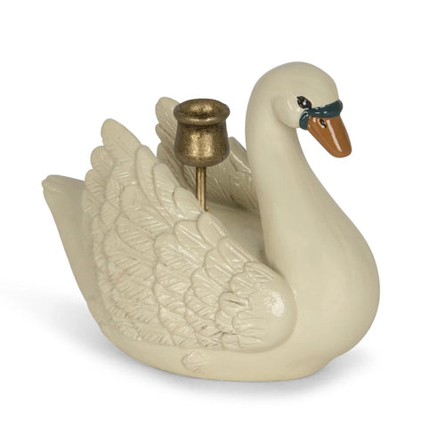 swan candle holder - creme