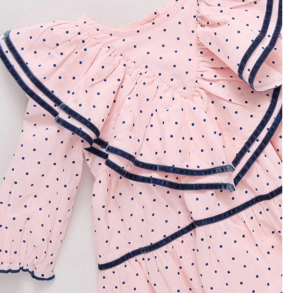 Girls Raphaela Dress Strawberry Cream Polka Dot