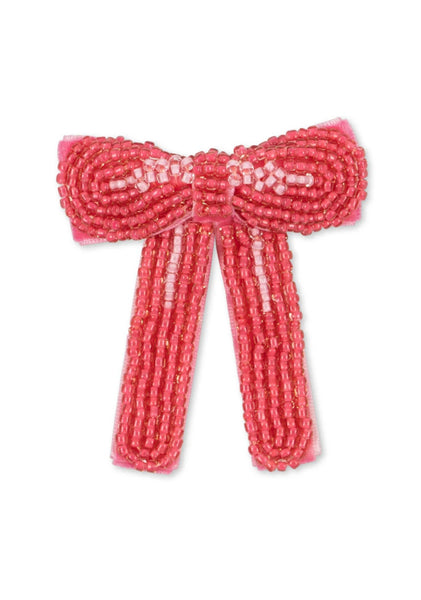 pearl bow hair clip - bubblegum