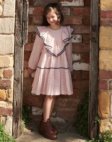 Girls Raphaela Dress Strawberry Cream Polka Dot