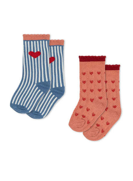 2 pack jaquard socks - heart mix