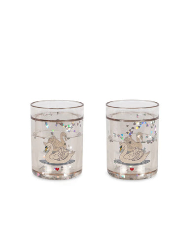 2 pack glitter cups - swan off white