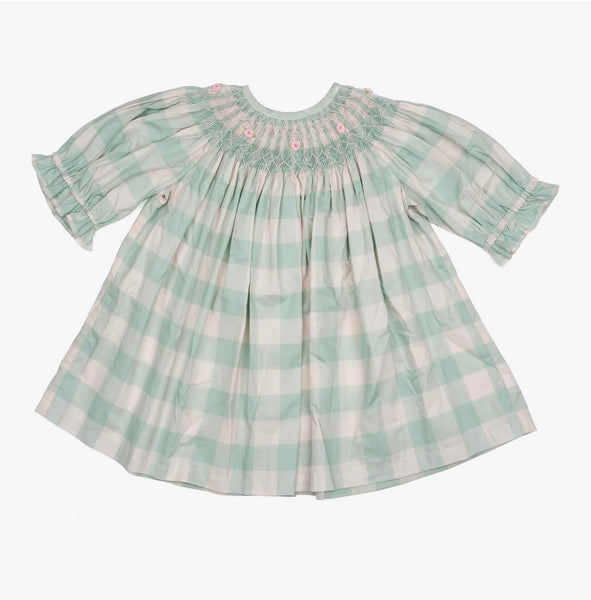 Bishop Dress - Green Gingham